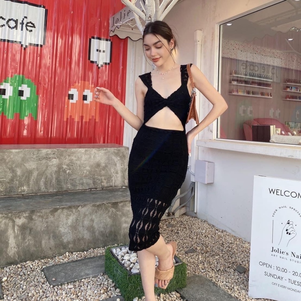 🔥SALE🔥 Sexy Cute Knit Dating Knee Dress in Black